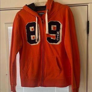 Carbon Orange Zip-Up Hoodie with Navy and White '89 Applique